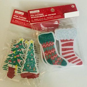 2x Xmas foam stickers Christmas tree stocking stuffer glitter sparkly